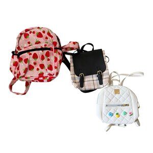 Kids Mini Backpack Bundle Strawberry Plaid White Fruity